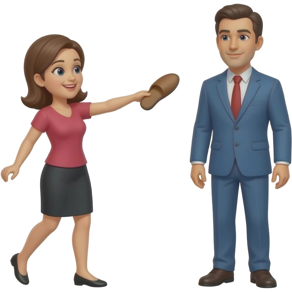 create her throwing a slipper to her husband emoji