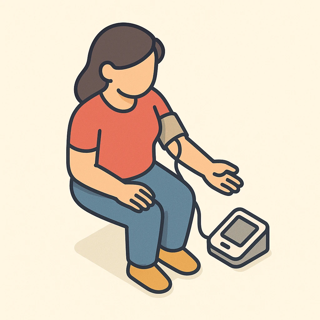 woman checking her blood pressure emoji