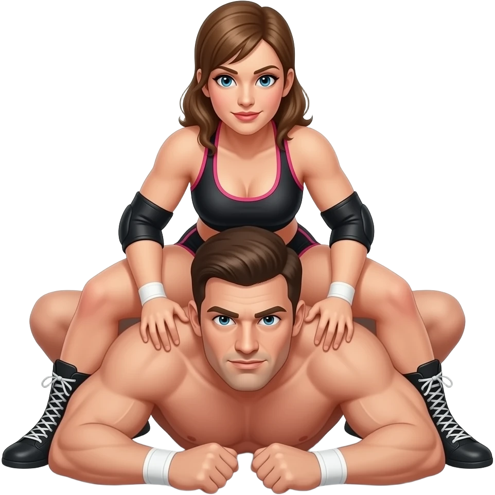 Women straddles man wresrling emoji