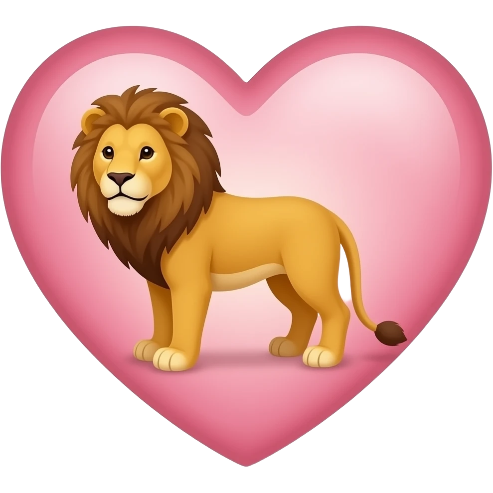 León dentro de corazón emoji