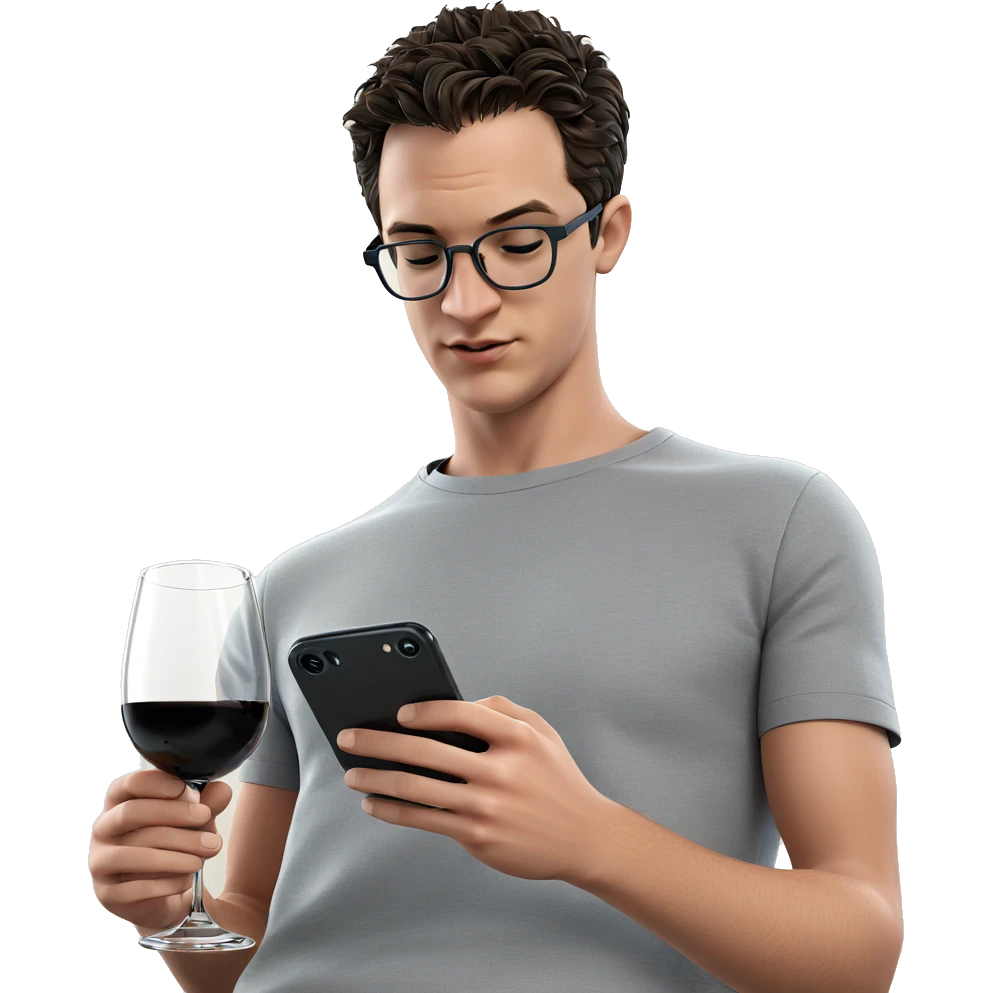 casual drinker with phone emoji