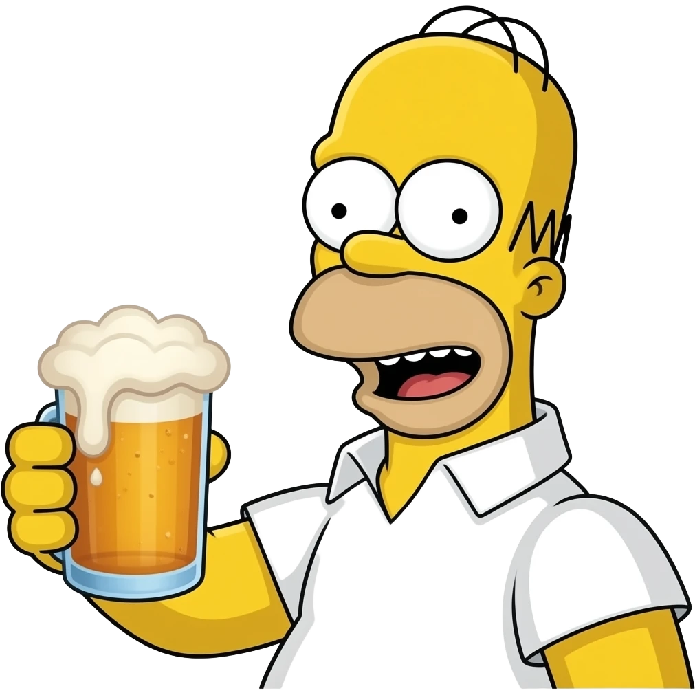 Homer simpsons with beer emoji