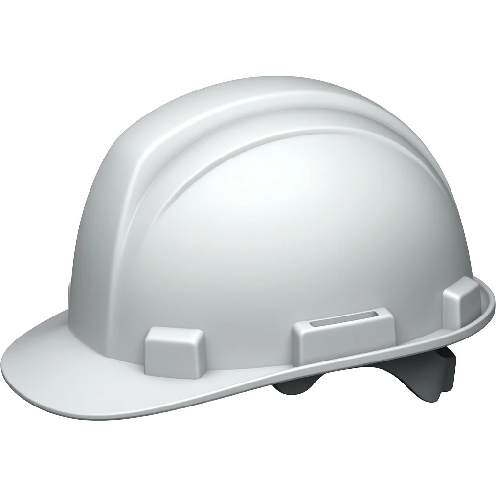 white construction safety helmet, sideways, plain middle emoji