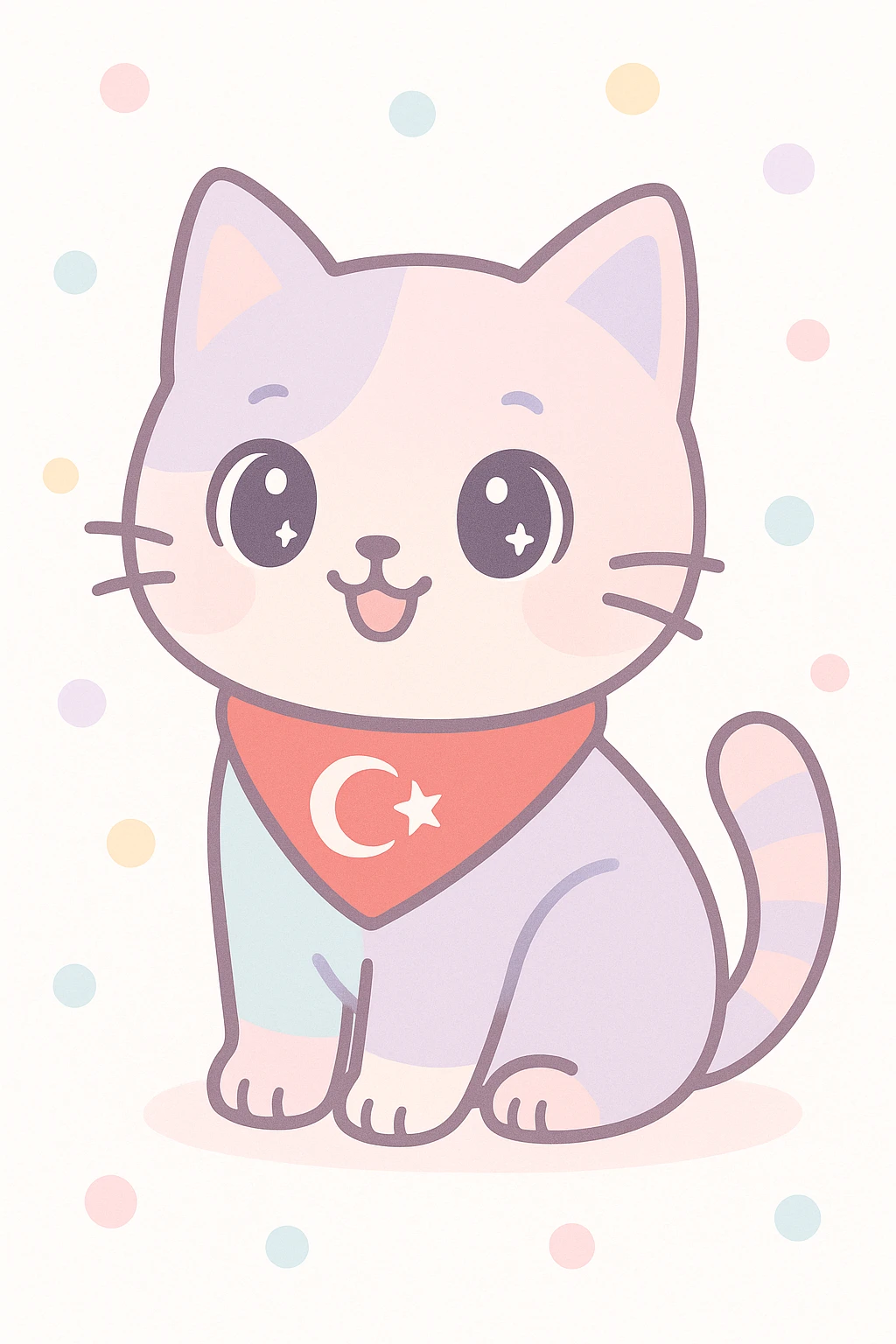 a playful cat with a Turkish flag bandana emoji