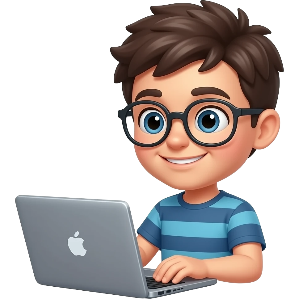 Rui el pequeño cid codificando con su laptop emoji