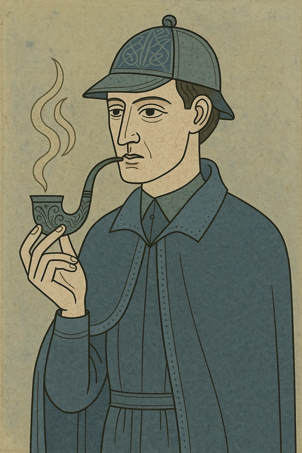 Sherlock Holmes, classic detective with deerstalker hat and pipe, Victorian style emoji