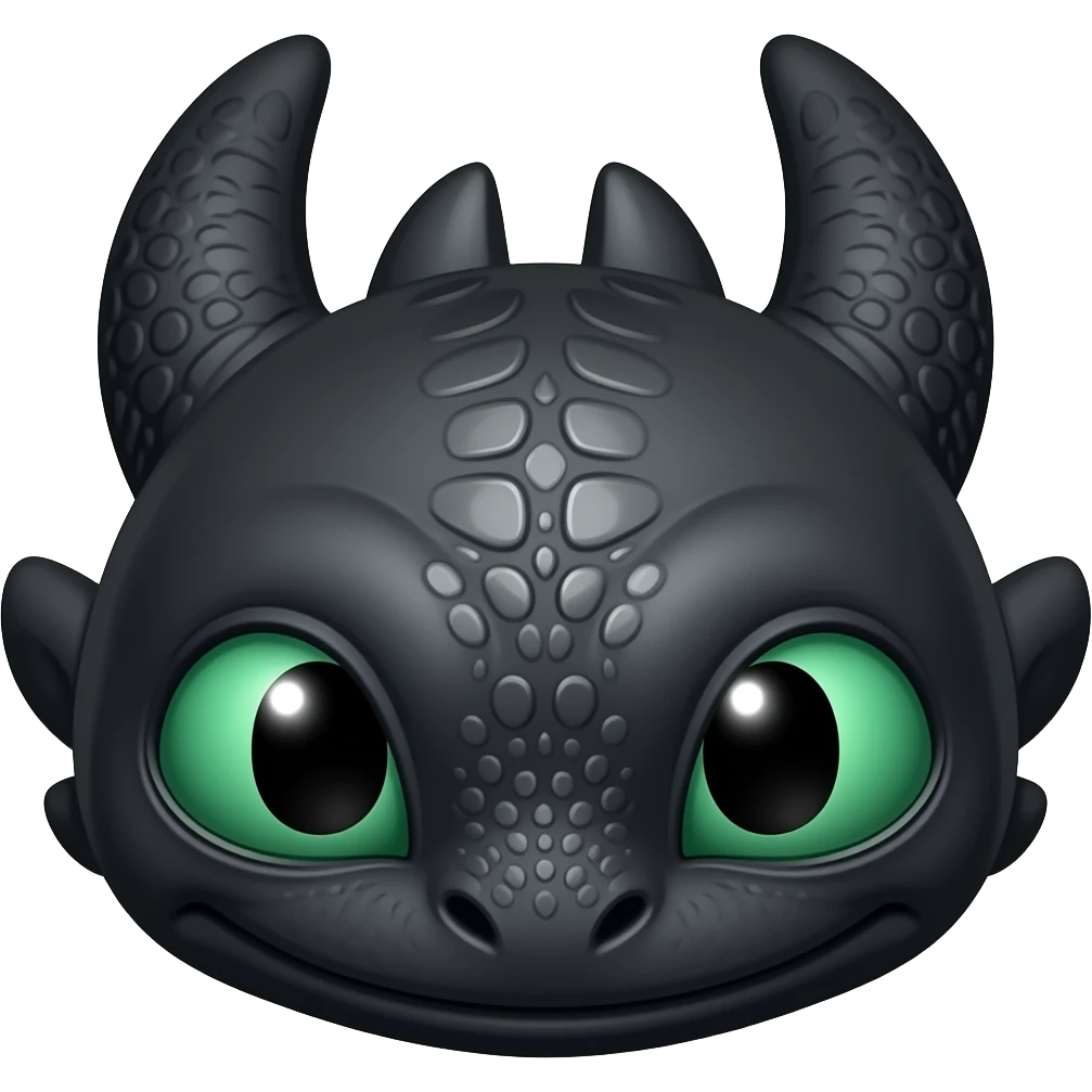 Green-eyed Toothless the dragon head emoji