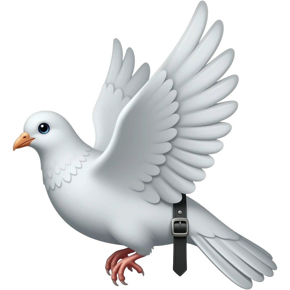 white dove bird flying away withblack belt hanging around back coming from funeral emoji