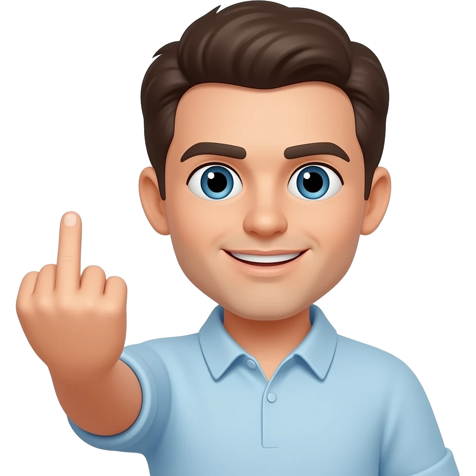 Waving middle finger facing yourself emoji