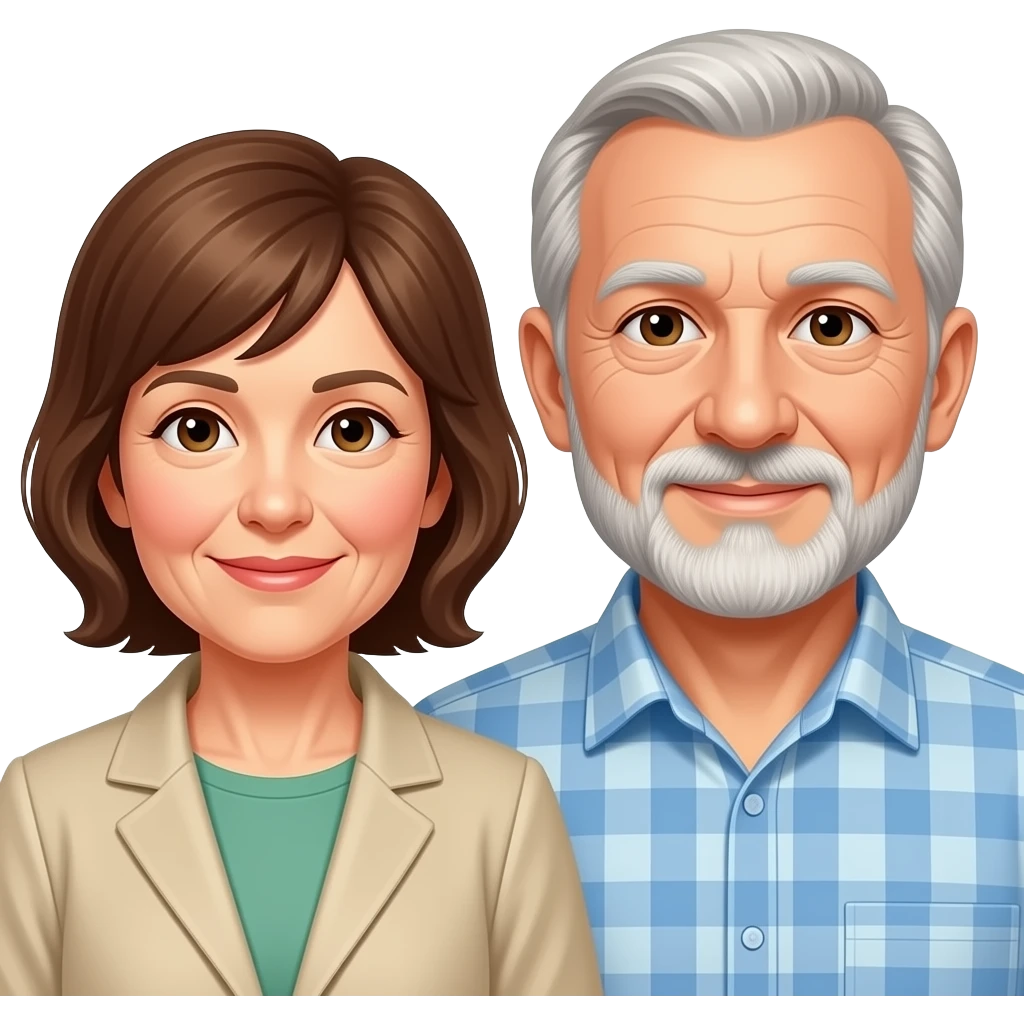 can you make a couple in their 60s where the woman has brown hair, and the man is bald on top with hair on the sides emoji