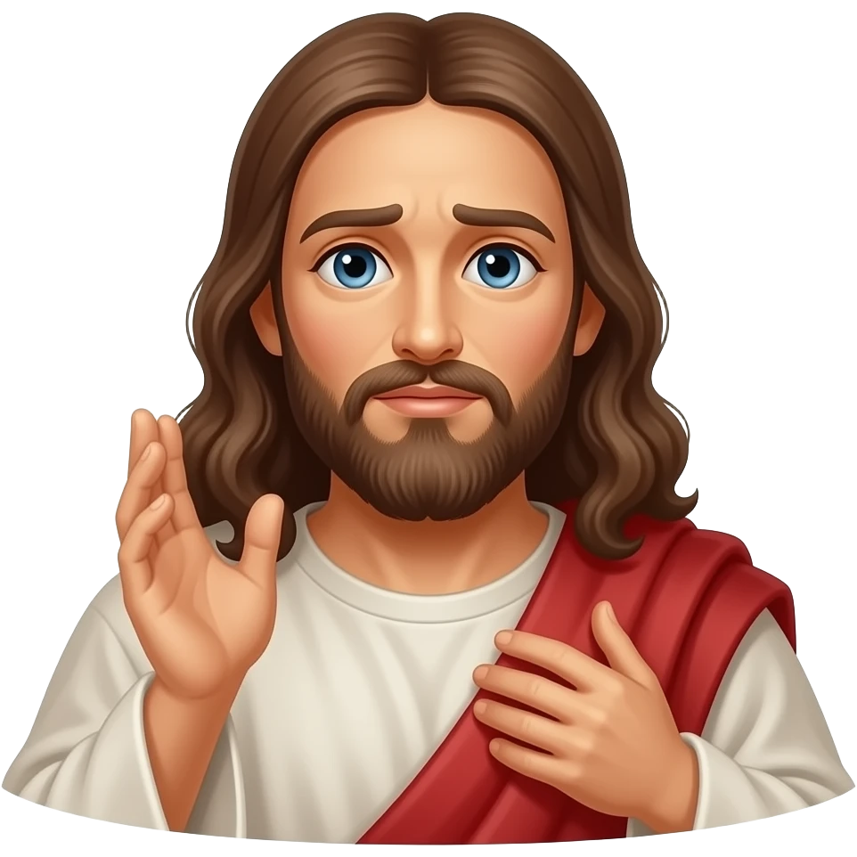 Jesus with a compassionate look on his face talking to the poor and sick emoji