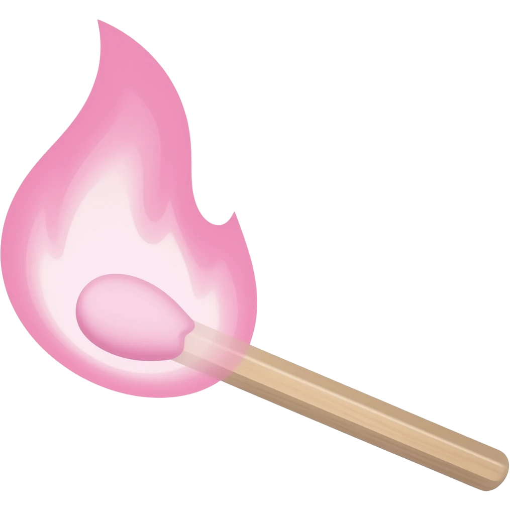 match stick with pink fire emoji