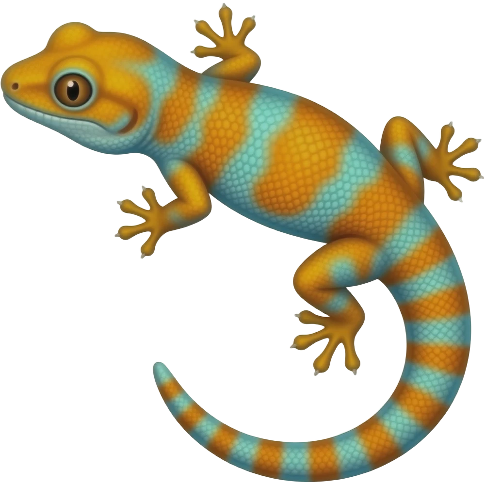 Glowing neon orange and cyan-patterned gecko-lizardsaur emoji