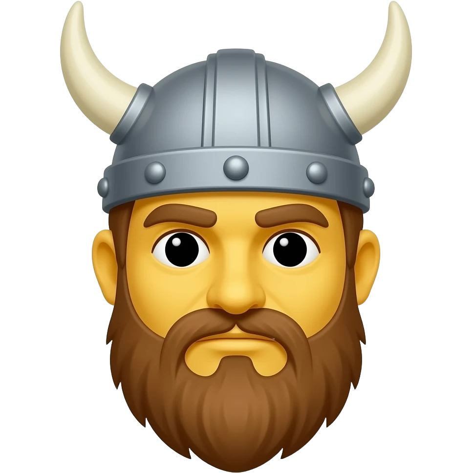 yellow face viking head, same style as normal emojis on iphone emoji