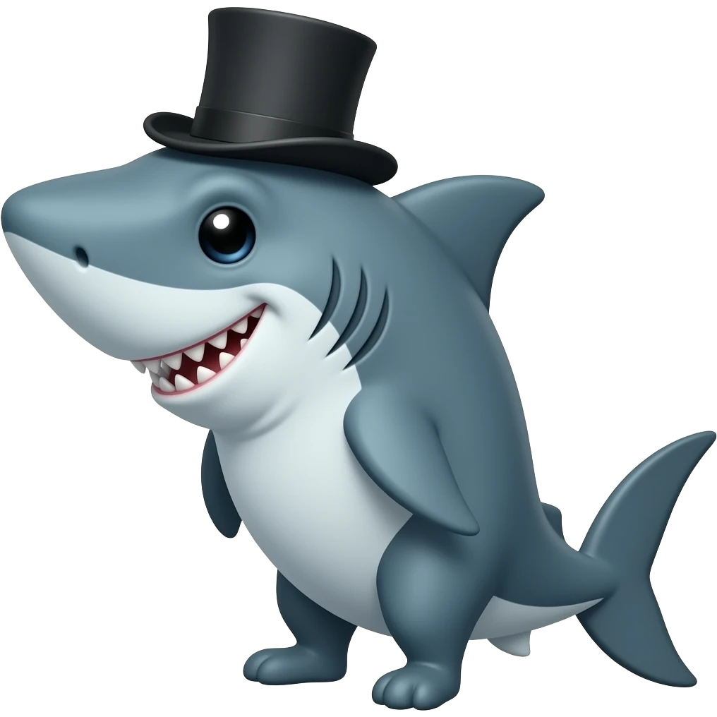 Shark with a top hat emoji