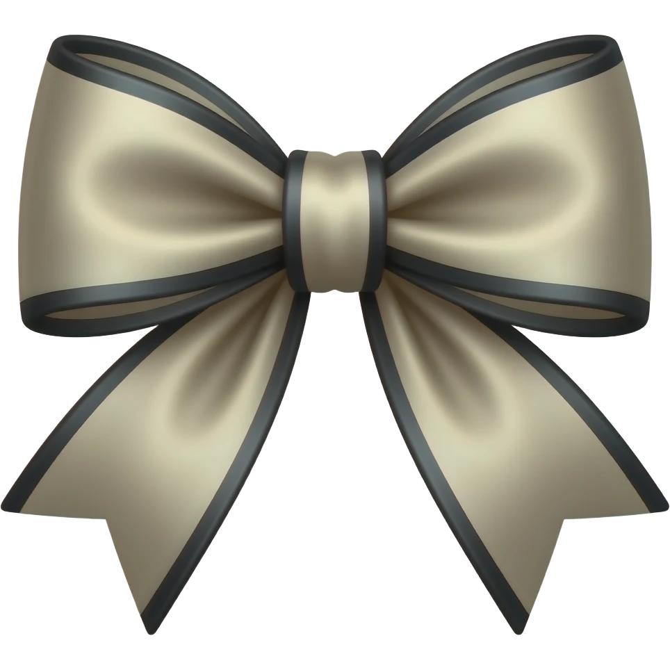 A silk bow emoji in black and ivory tones, quiet luxury style, polished, delicate and sophisticated emoji