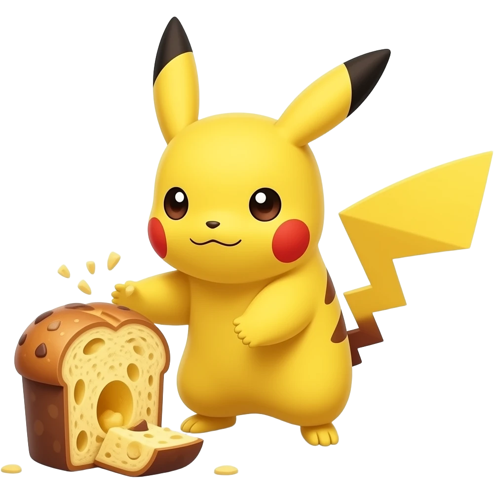 pikachu catching a panettone emoji