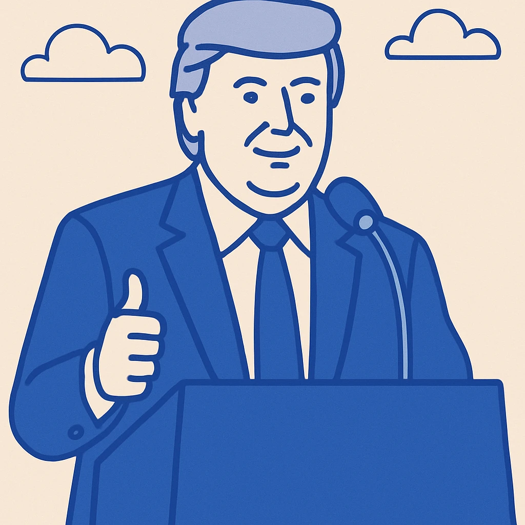 Donald Trump speaking at a rally emoji