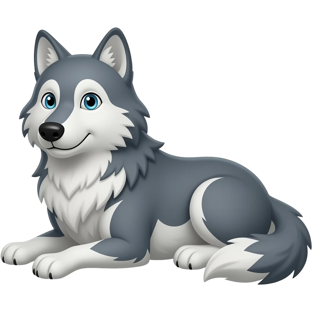 The cartoon wolf laying down emoji