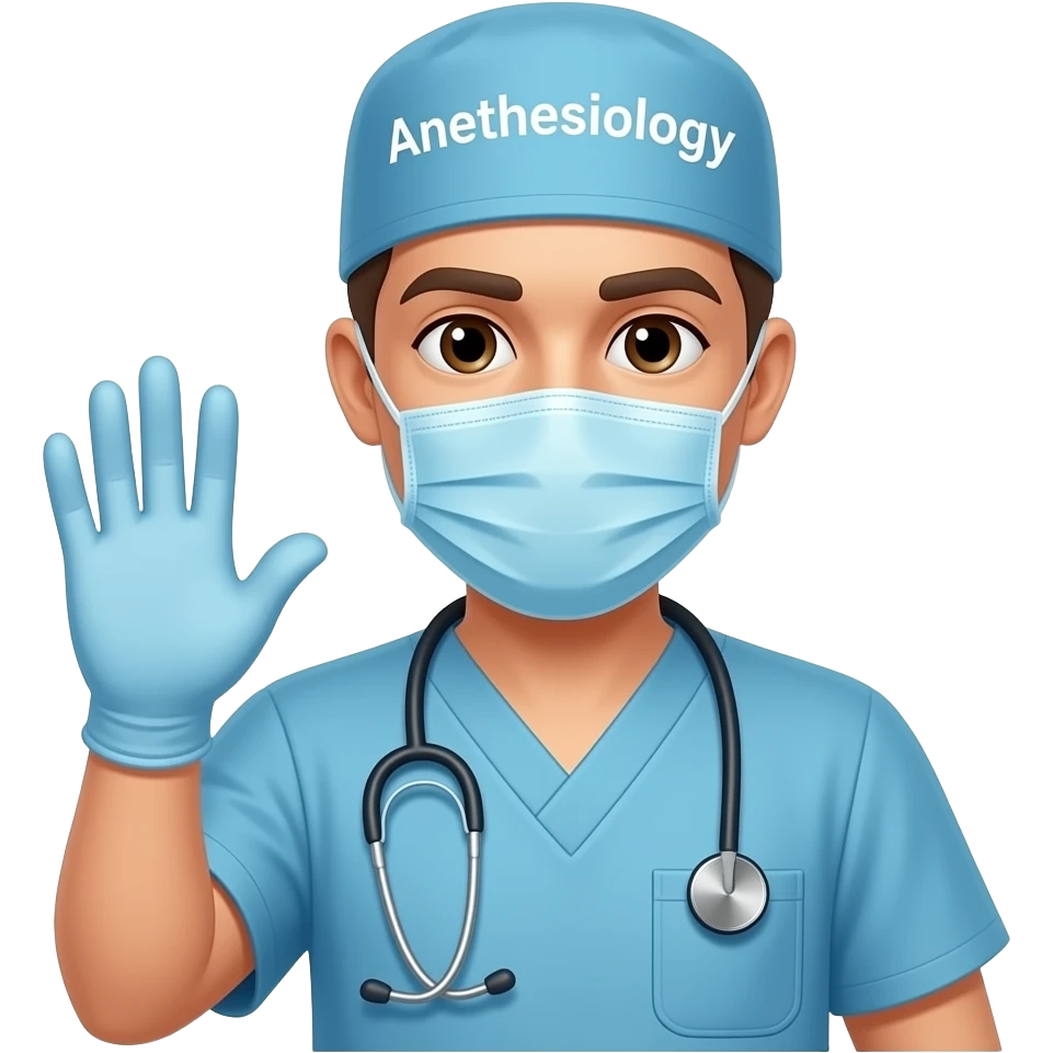 Anesthesiology Doctor with Scrub hand and specialty written on hat emoji