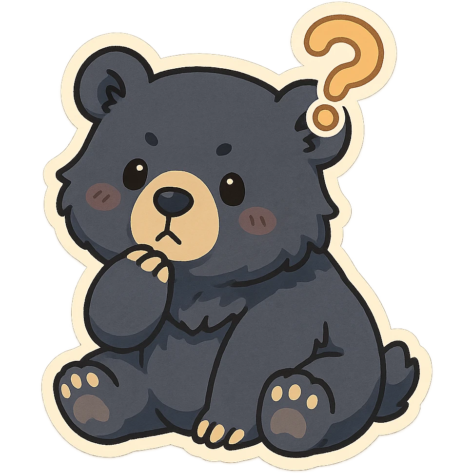 Tank the Bear from Solo Leveling, super cute chibi style, with a question mark above the head emoji