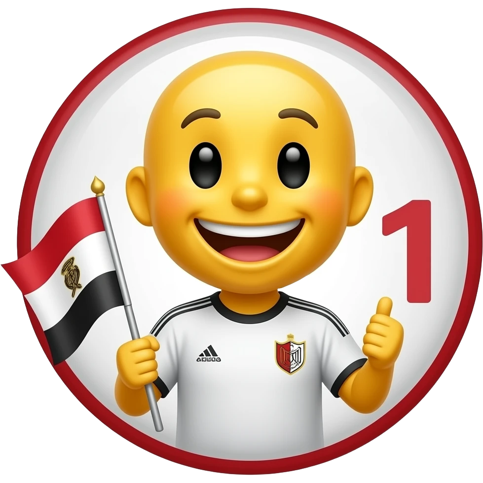 Circle like this 🙂 Yellow emoji holding ahly flag and whering ahly t shirt emoji