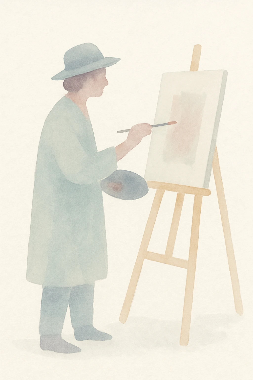 a painter at an easel, impressionist style emoji