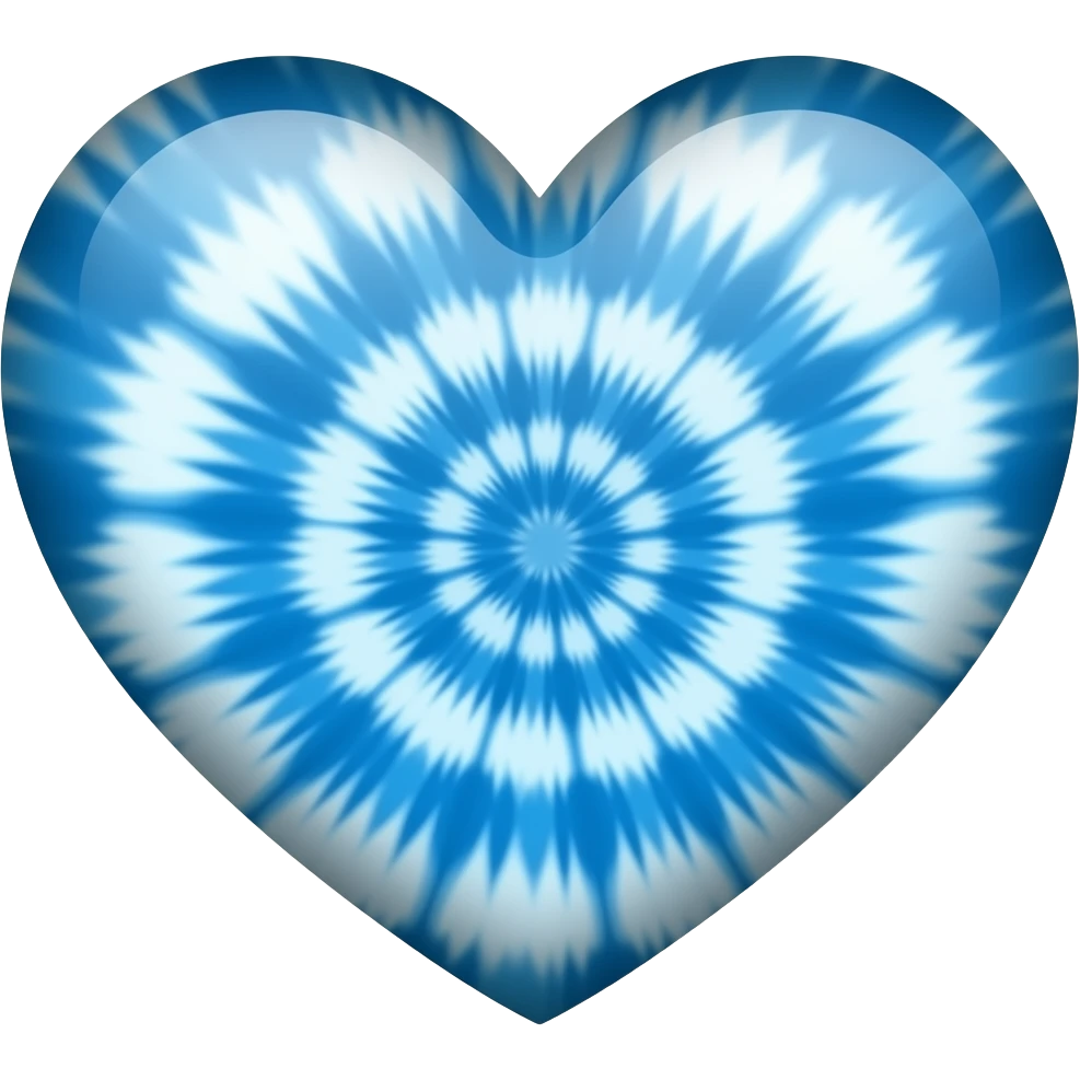 Blue and white tye dye heart emoji