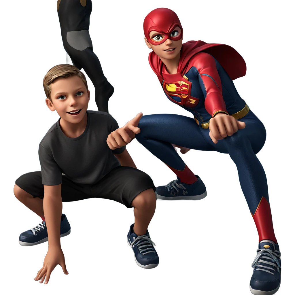 girl with boys superhero squad emoji