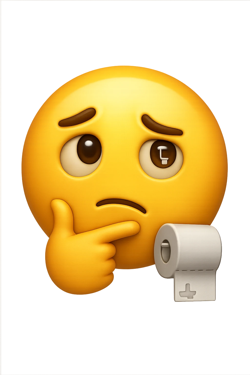 emoji stile iphone che riguarda l'argomento "stipsi/andrò al bagno oggi?", iperrealistico 4k emoji