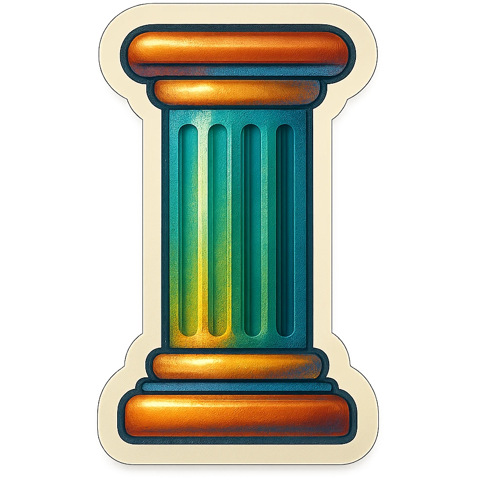a straight horizontal and vertical pillar, vintage style emoji