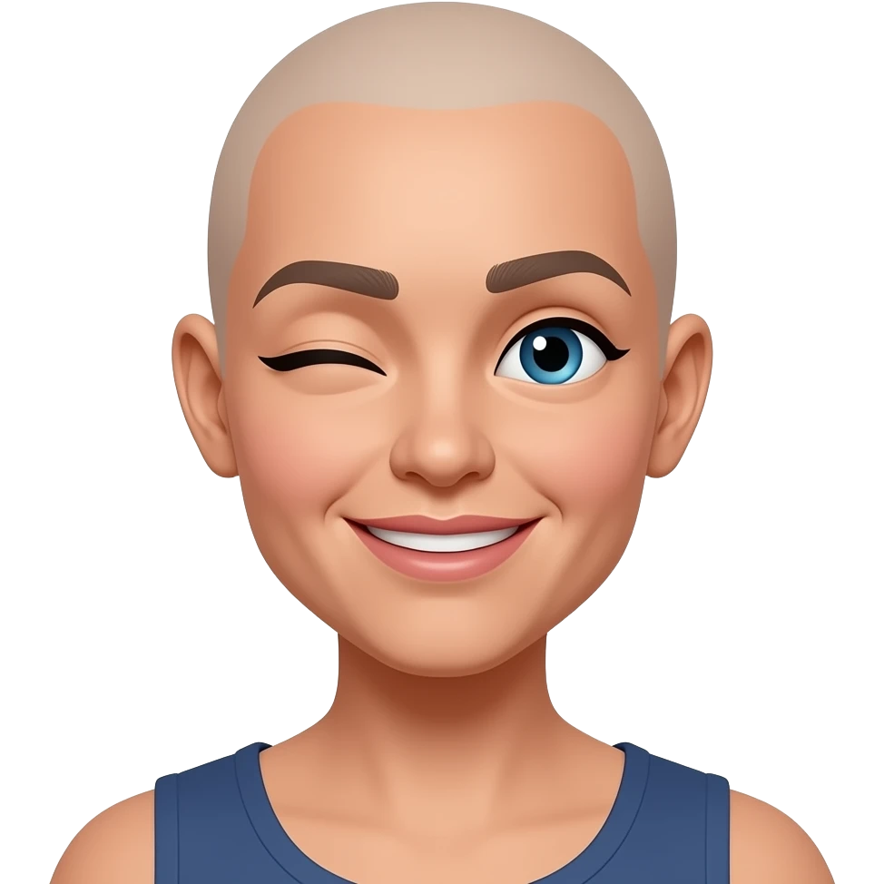 haz un emoji mujer calva guiñando el ojo emoji