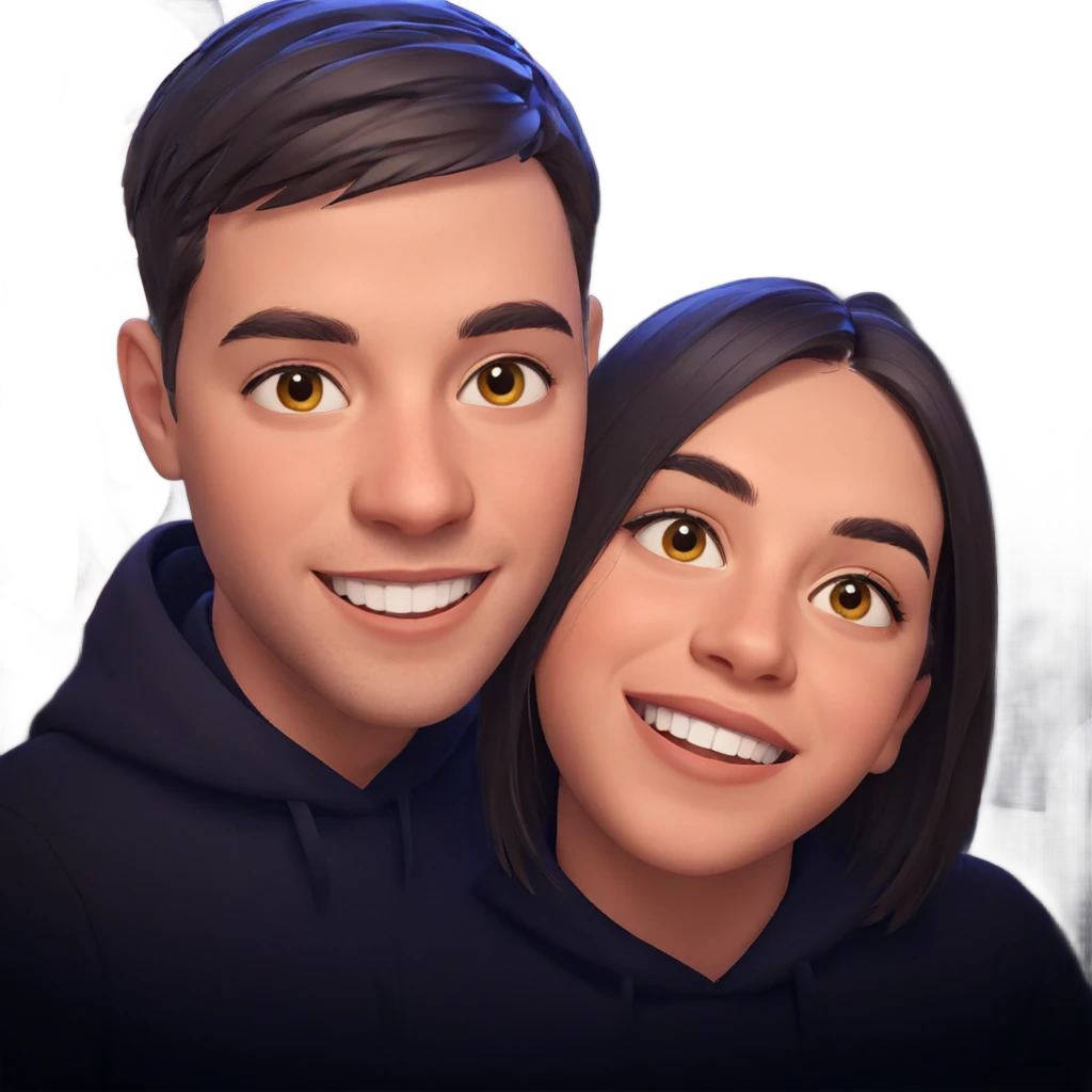 girl smiling among boys emoji