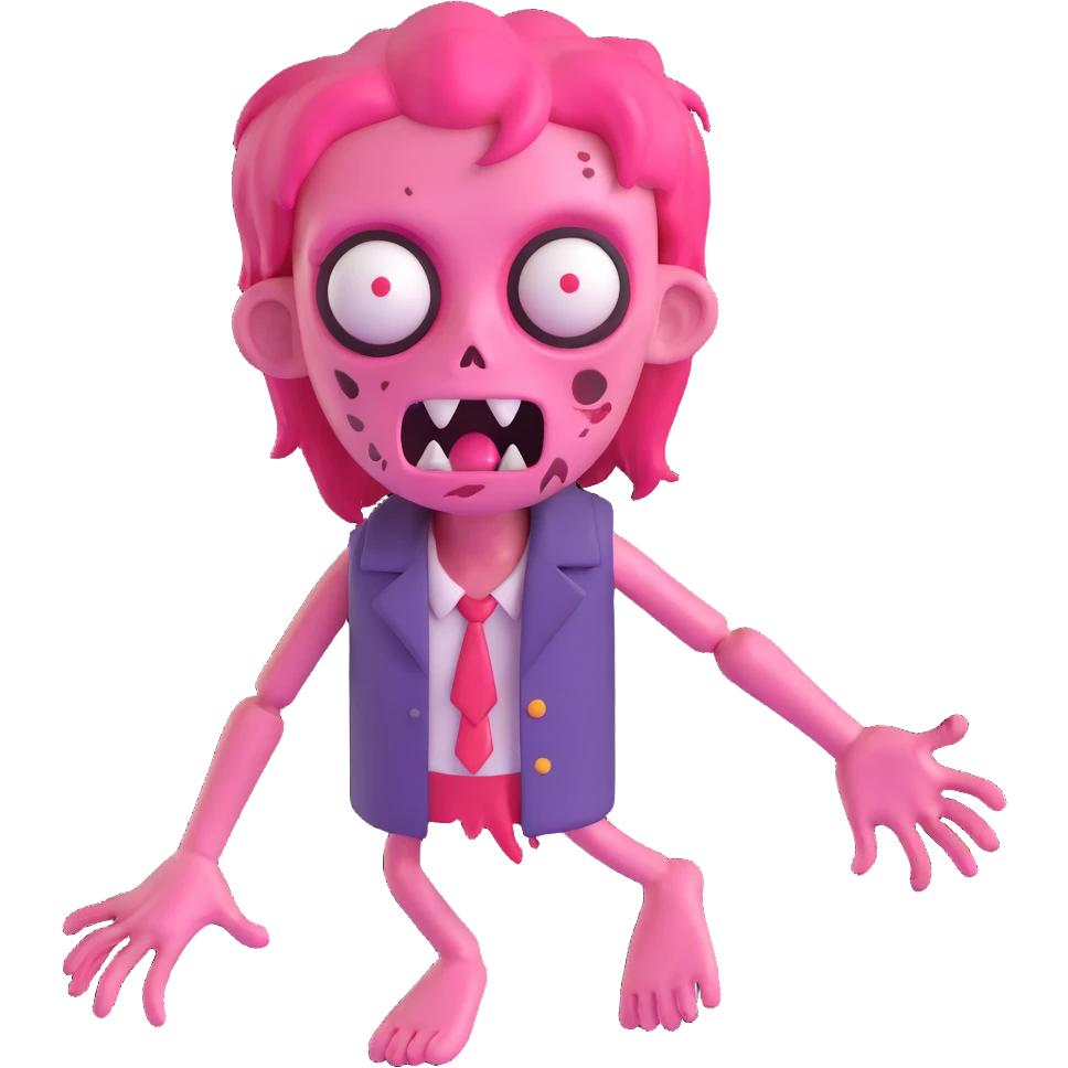 pink zombie, fun and expressive emoji
