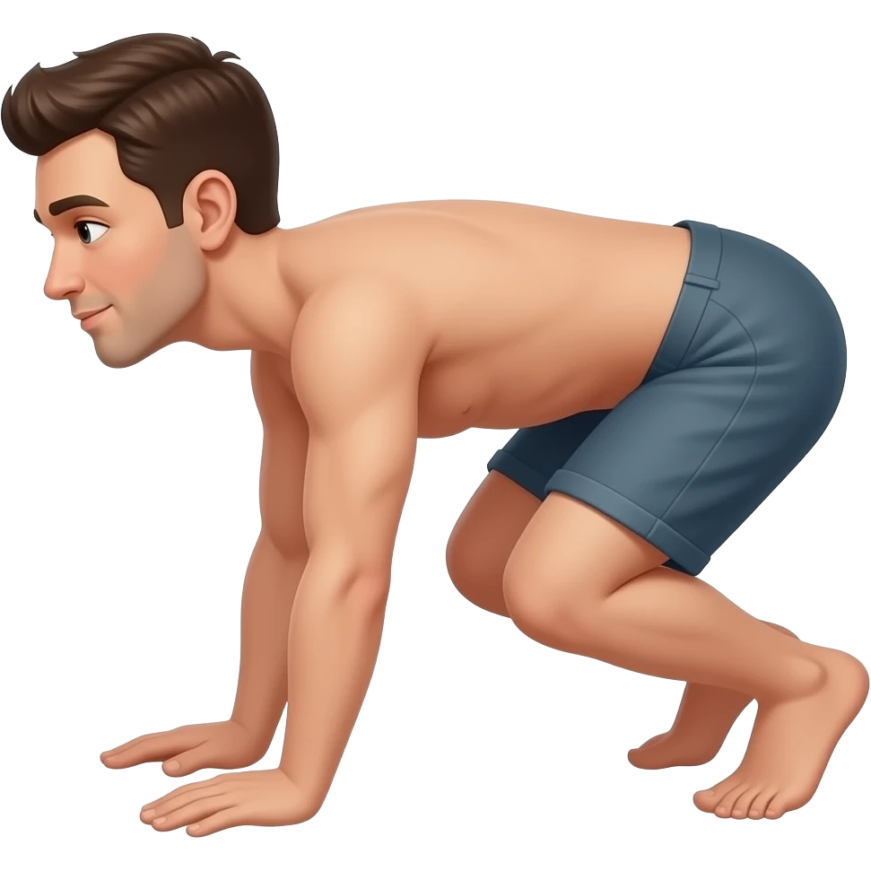 Une personne a 4 pattes dans le sens sur les genoux avec les mains au sol vu de profil emoji