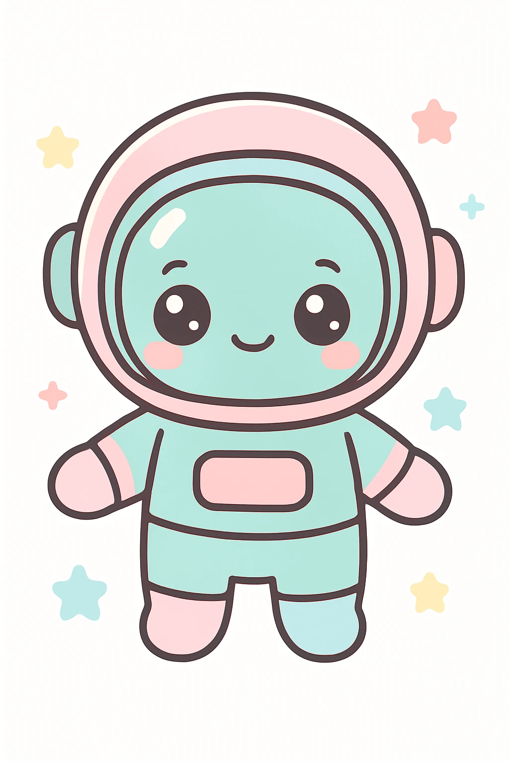 cute astronaut kawaii cartoon style emoji