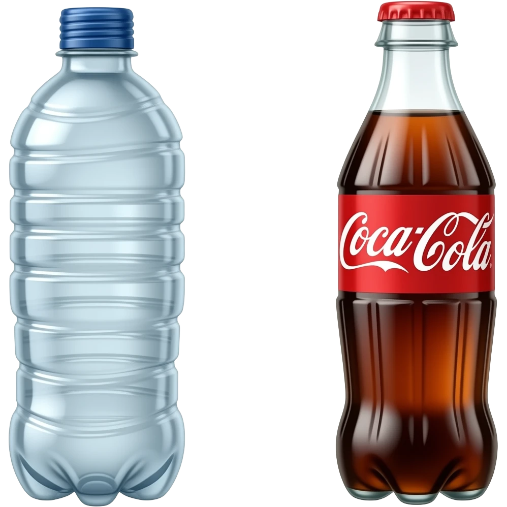 Water bottle & Coca-Cola bottle & soda emoji