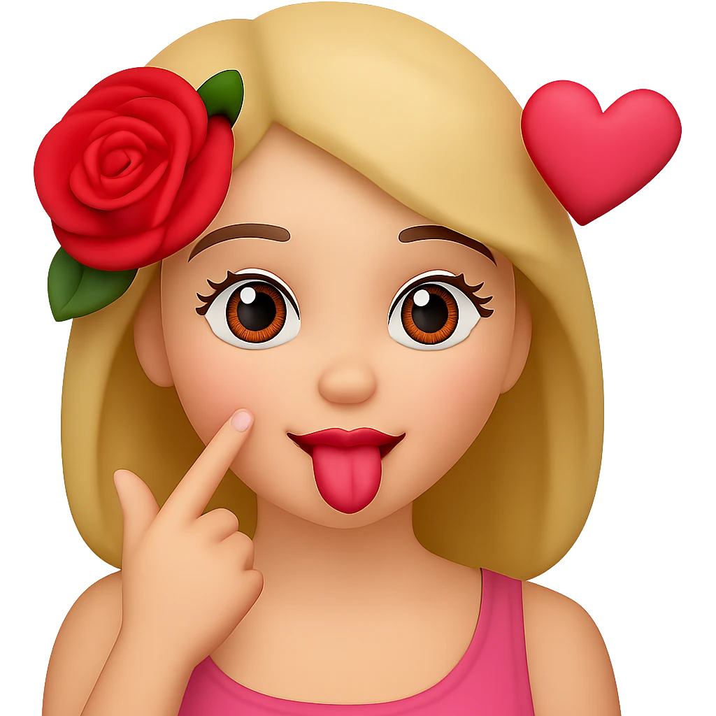 Add a rose to the emoji, keeping it romantic and sweet. The style should be similar to the original emoji style. emoji