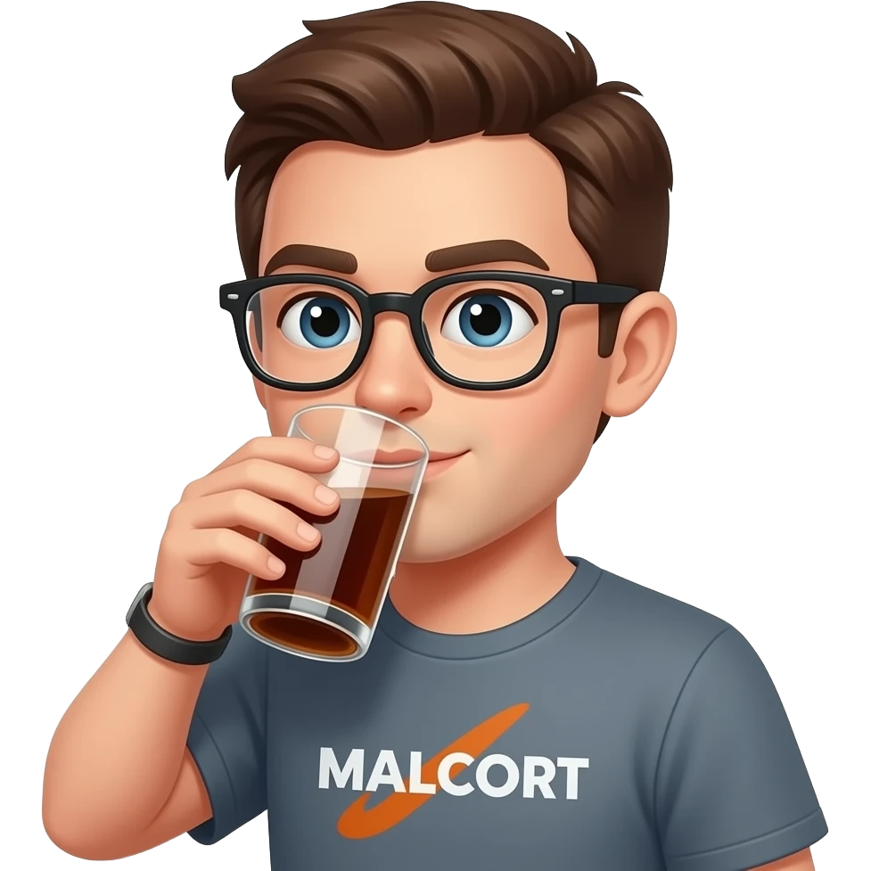 brown haired guy with glasses drinking Malort emoji