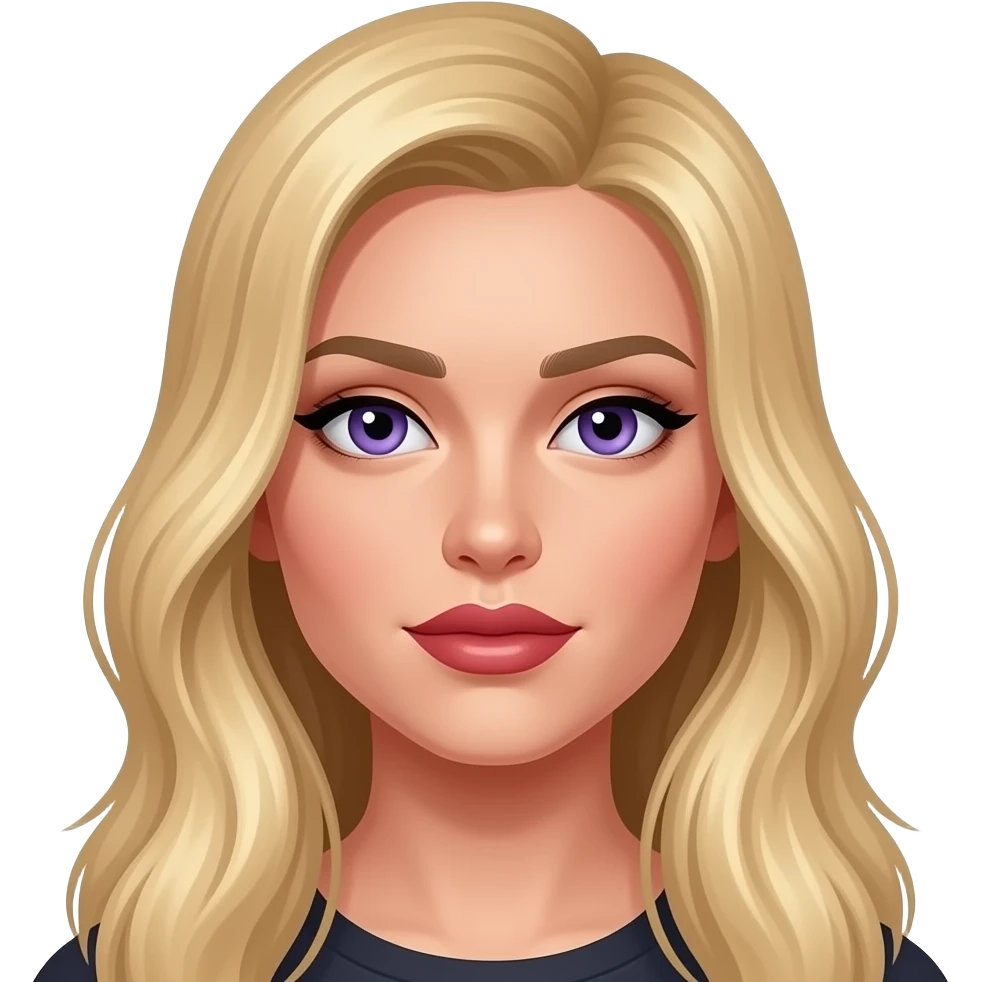 long blonde  hair  sexy eyes bold cheek bones full lips grey/violet eyes emoji