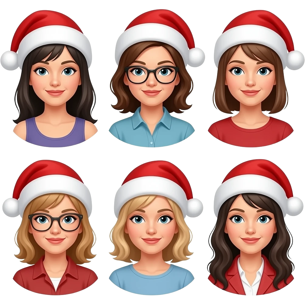 women in holiday hats emoji