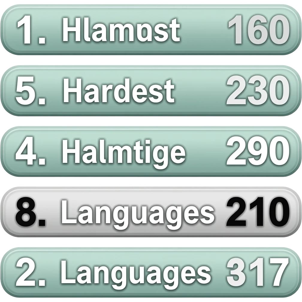 What Is The Hartest Language? The Hardest Language If Defnitly Not Russia Top 5 Hardest Languages Acording To Me 5: Idiot 20 yapping 4:Japan 500 yapping 3: Poland: 1500 yapping 2: North Korea 2000 yapping  1: Bdjrei4iri4oie bdhdiejrie yapping emoji