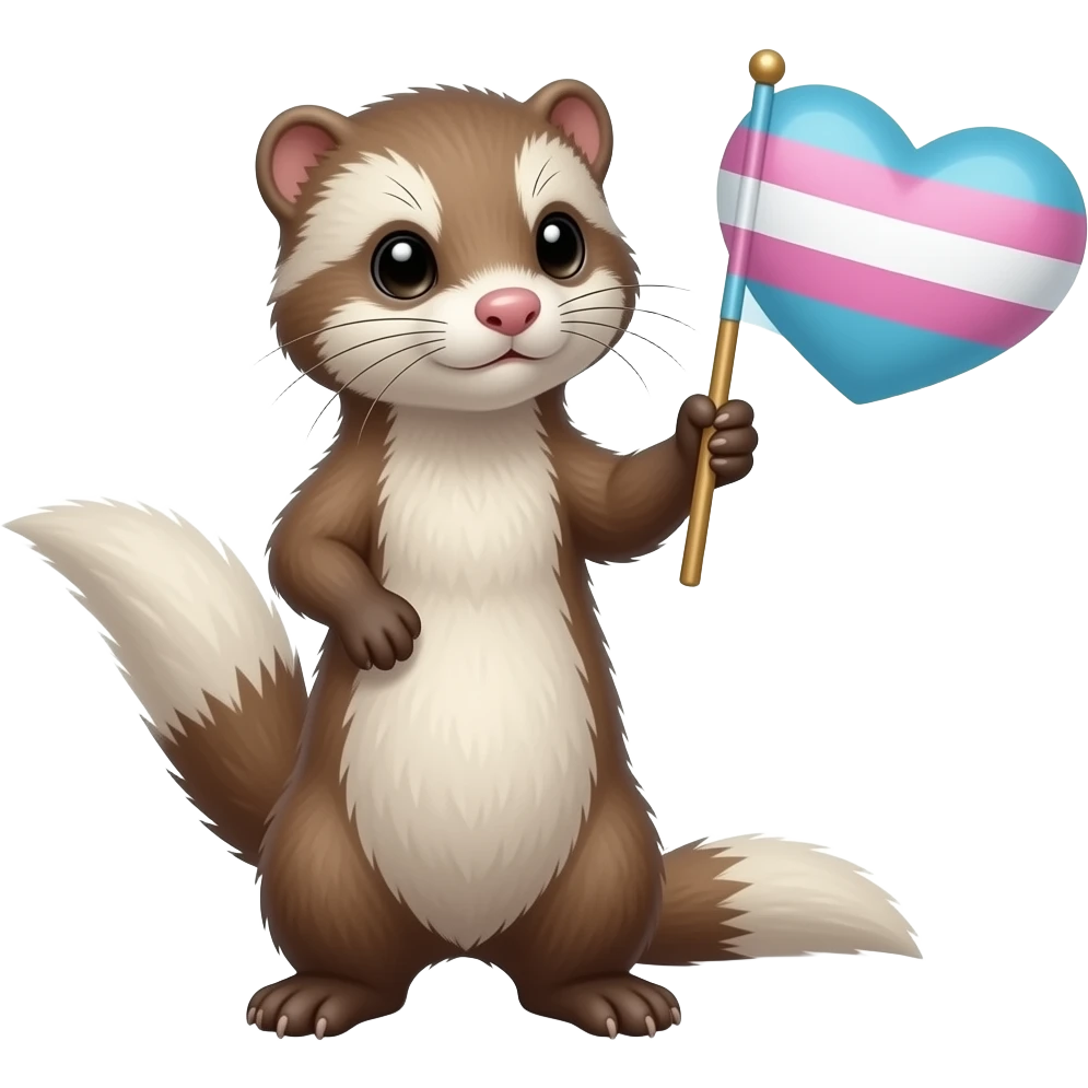 Ferret holding transgender flag heart emoji
