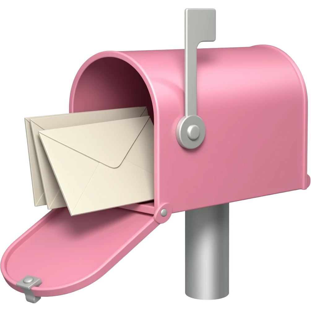 light pale pink mailbox with envelopes and not open not pillar emoji