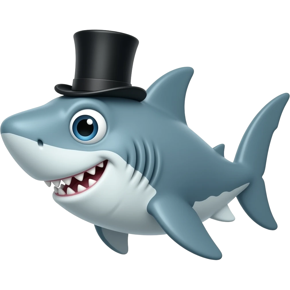 Shark with a top hat emoji
