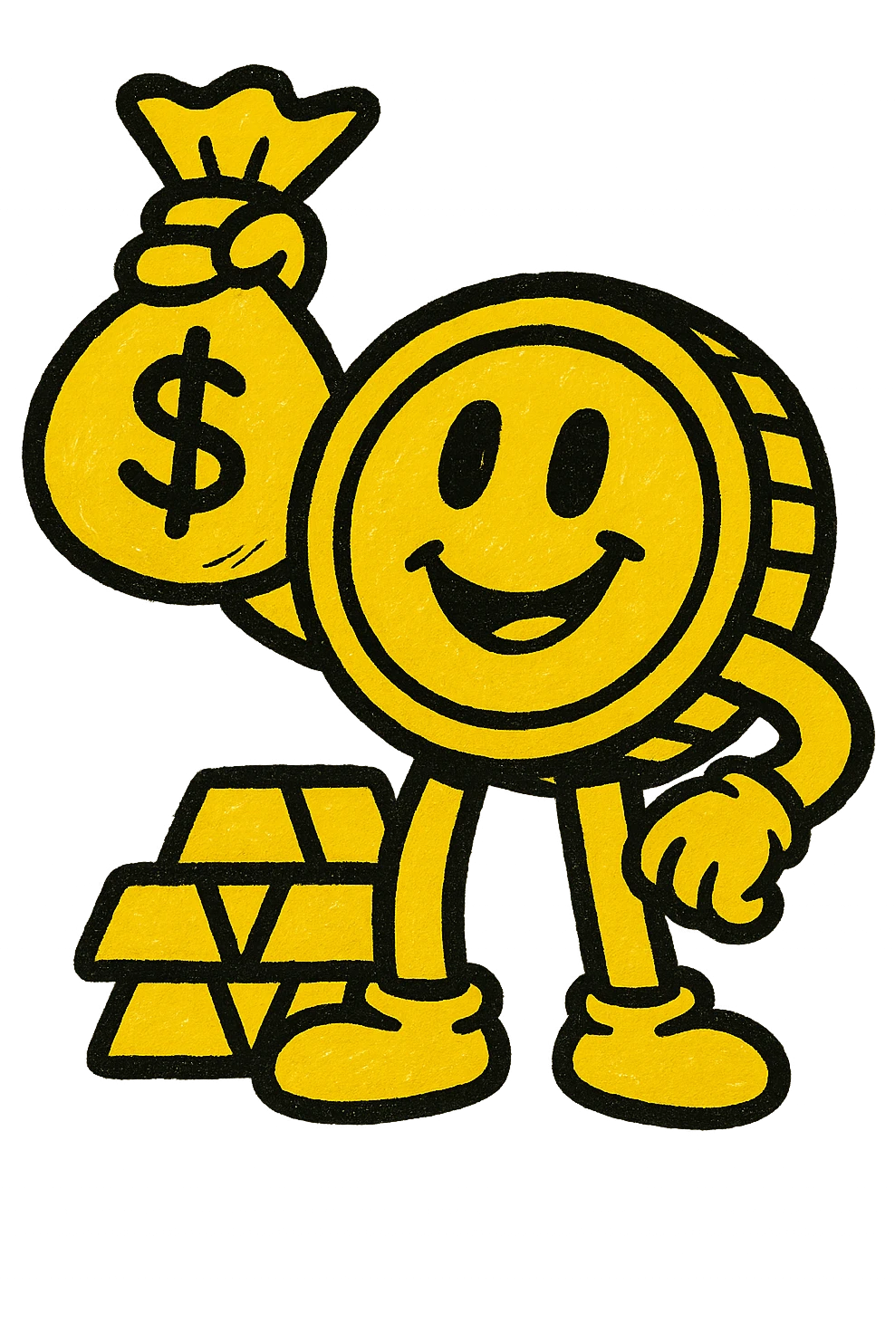 An icon with yellow tone, meaning Finance, request to pay, use the mascot emoji