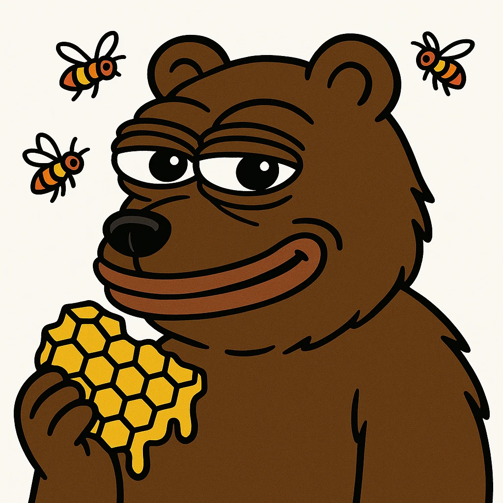 bear eating honeycomb with bees flying around emoji