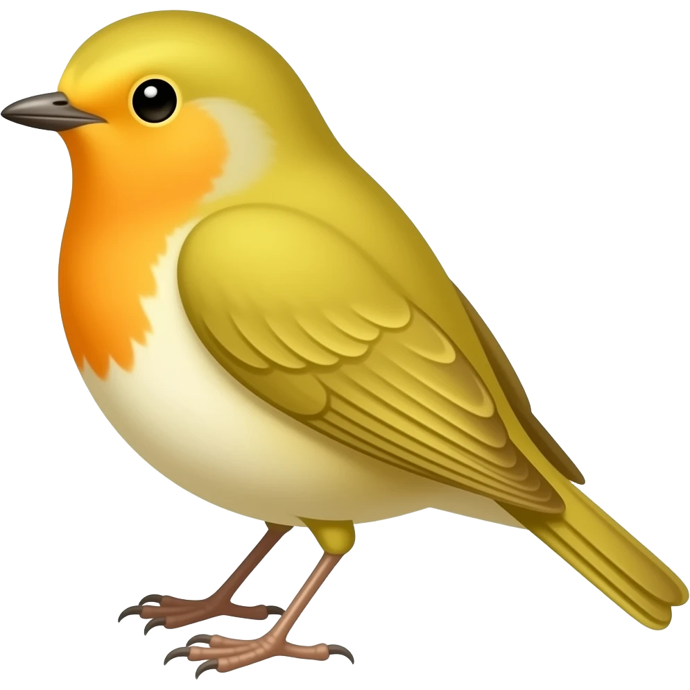 pajaro flaco color amarillo pequeño ensima de su cazesa un poco de naranja emoji