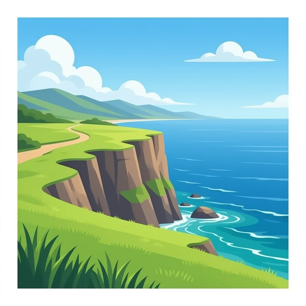 grassy cliff overlooking the sea emoji