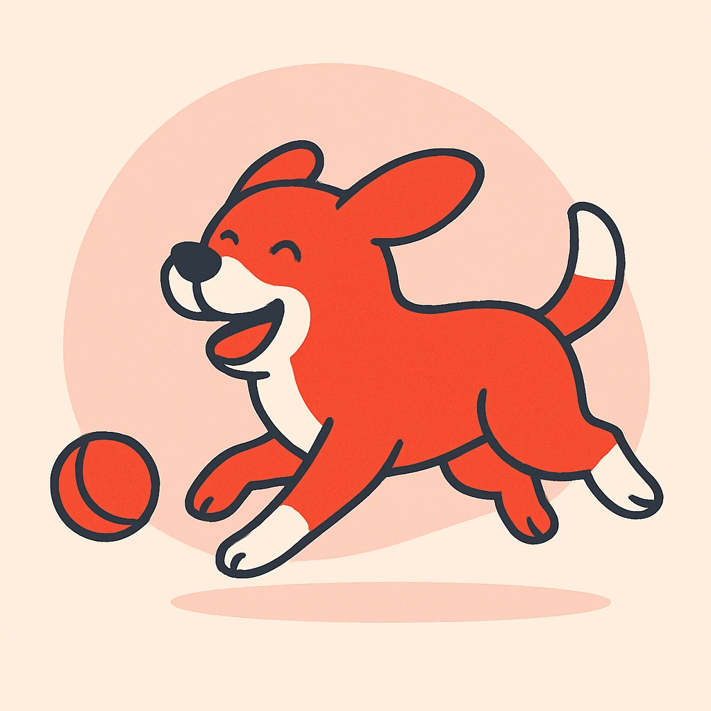 happy dog running after ball emoji